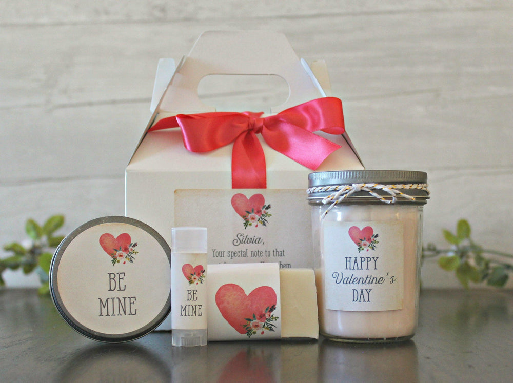 Valentines Day Spa Gift Set / Valentine's Day Candle Gift Set / Be Mine / Happy Valentine's Day / Personalized Spa Gift Set