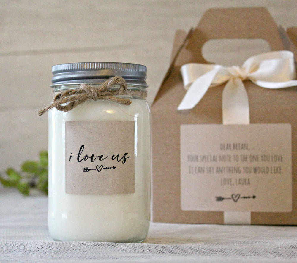 I love us Personalized Candle  / Valentines Day Gift For Him  / 16 oz Soy Candle / Anniversary gift / Gift for Her /Gift for Girlfriend