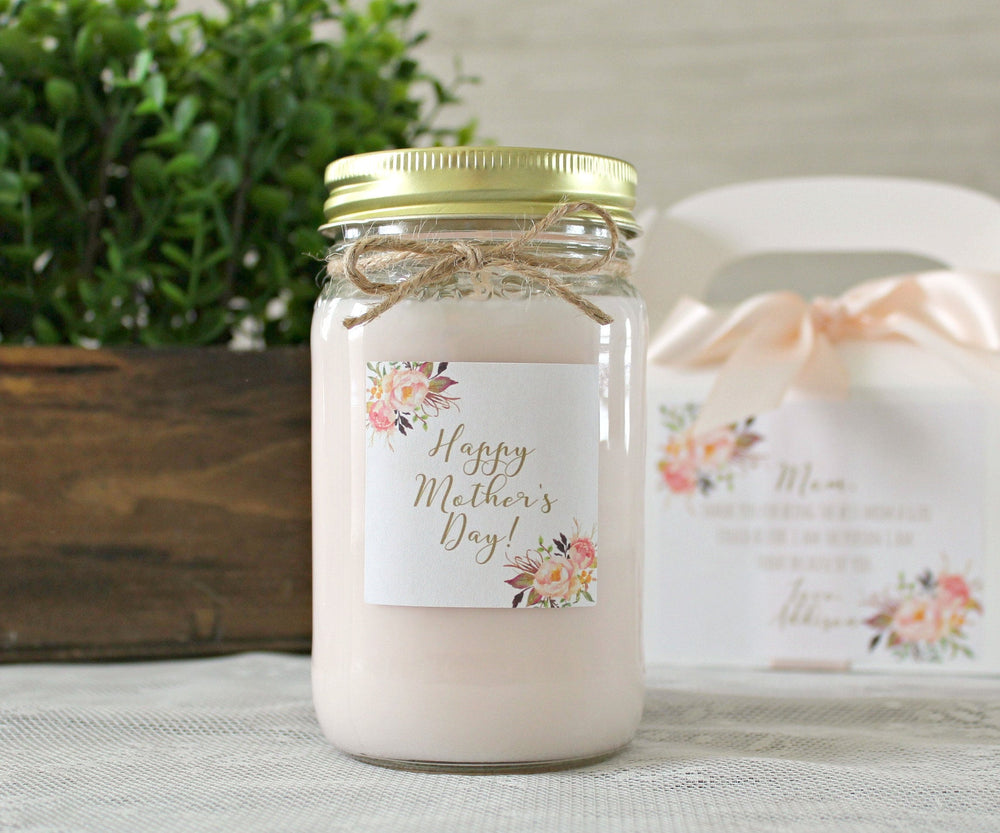 Happy Mothers Day Gift / 16 oz Soy Candle  / Personalized Mother's Day Gift / Gift For Mom  / Candle with box / Floral Gift For Mom