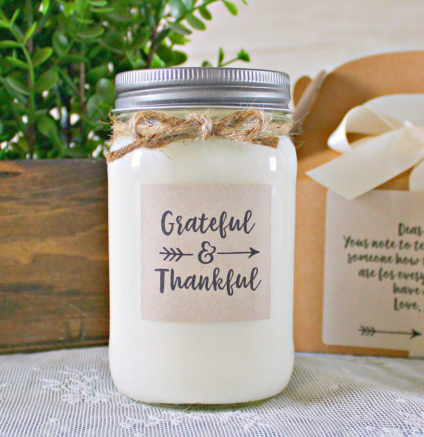 Grateful & Thankful Gift Candle / Thank you Gift / Appreciation Gift / 16 oz. Pure Soy Candle / Unique Gift Idea / Ship a Gift /Personalized