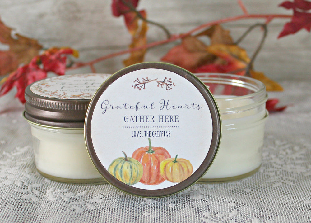 Thanksgiving Grateful Hearts Gather Here Favors / Set of 6 - 4 oz