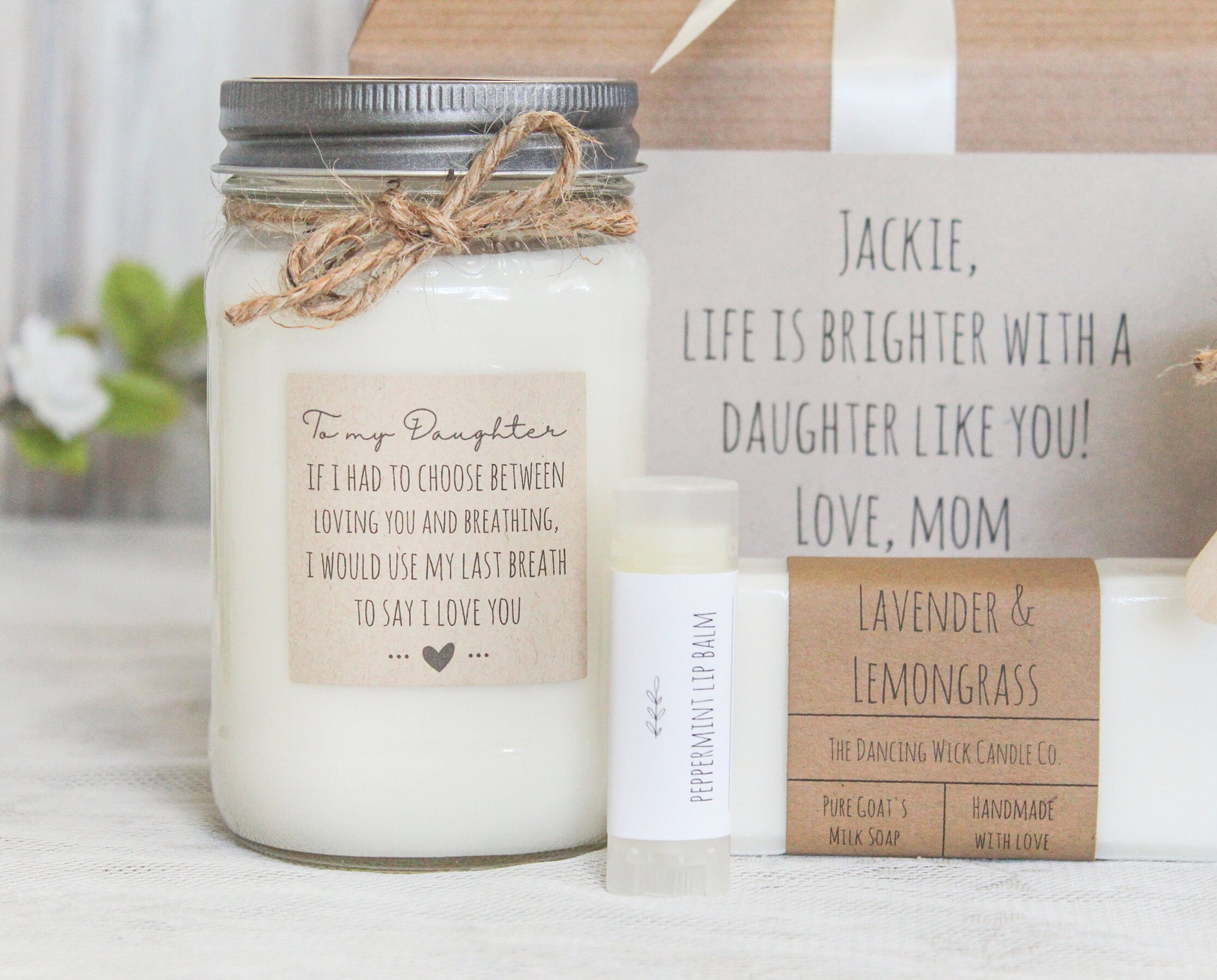 Having Me As A Daughter The Only Gift You Need Candle, Funny Mother's Day  Gift For Mom Small Apothecary Jar Candle, 3 oz.