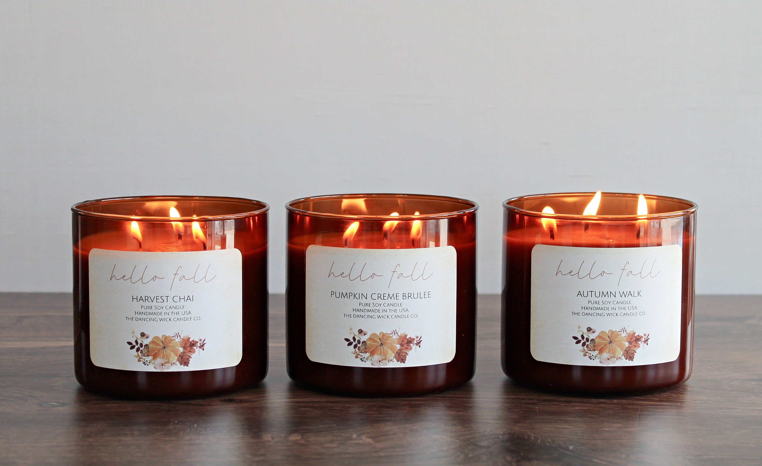 3 Wick Fall Candle / Pure Soy / Strong Scented / Non Toxic / Fall Decor / Hand Poured / Coffee Candle / Book Candle / Pumpkin Candle