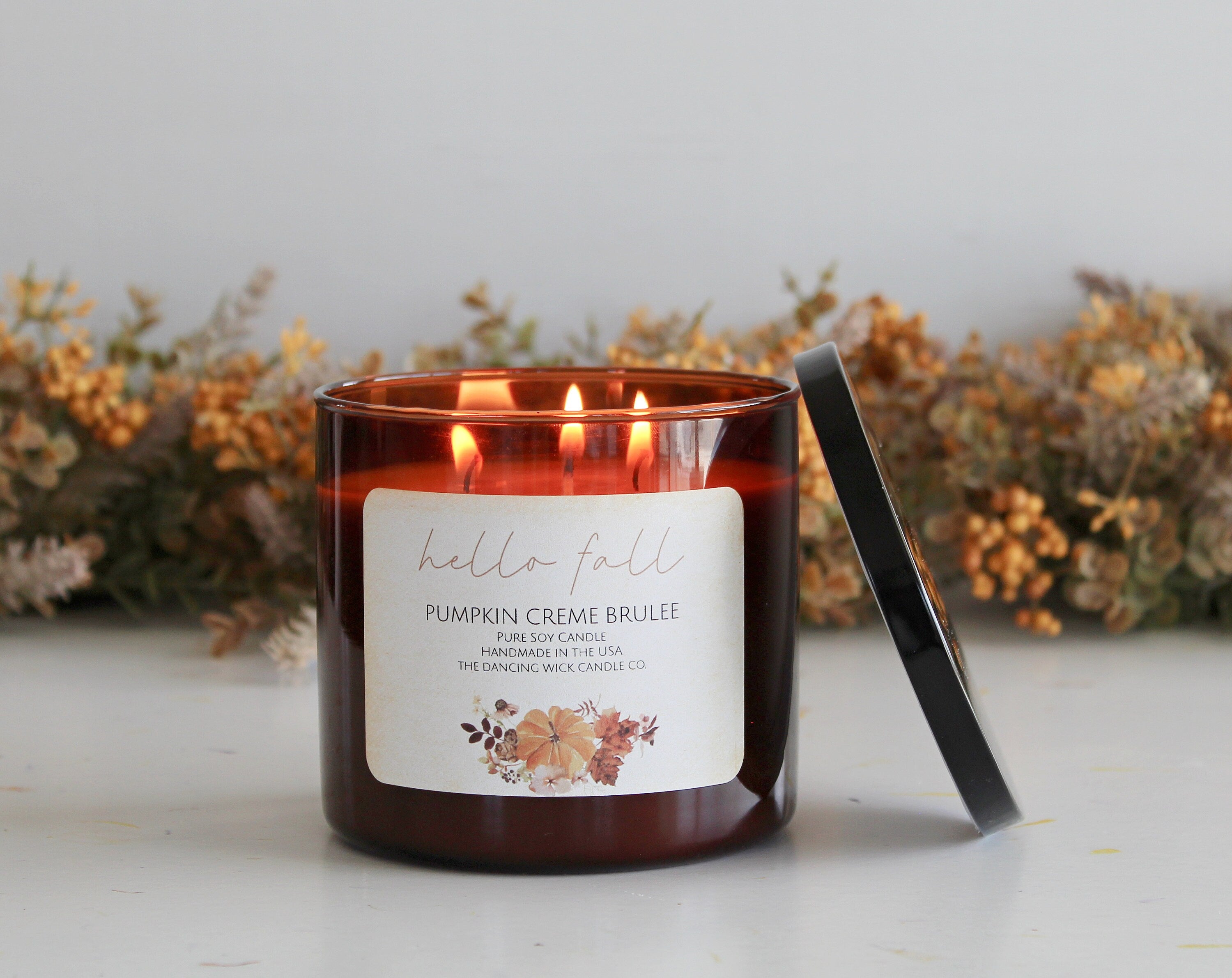 3 Wick Fall Candle / Pure Soy / Strong Scented / Non Toxic / Fall Decor / Hand Poured / Coffee Candle / Book Candle / Pumpkin Candle