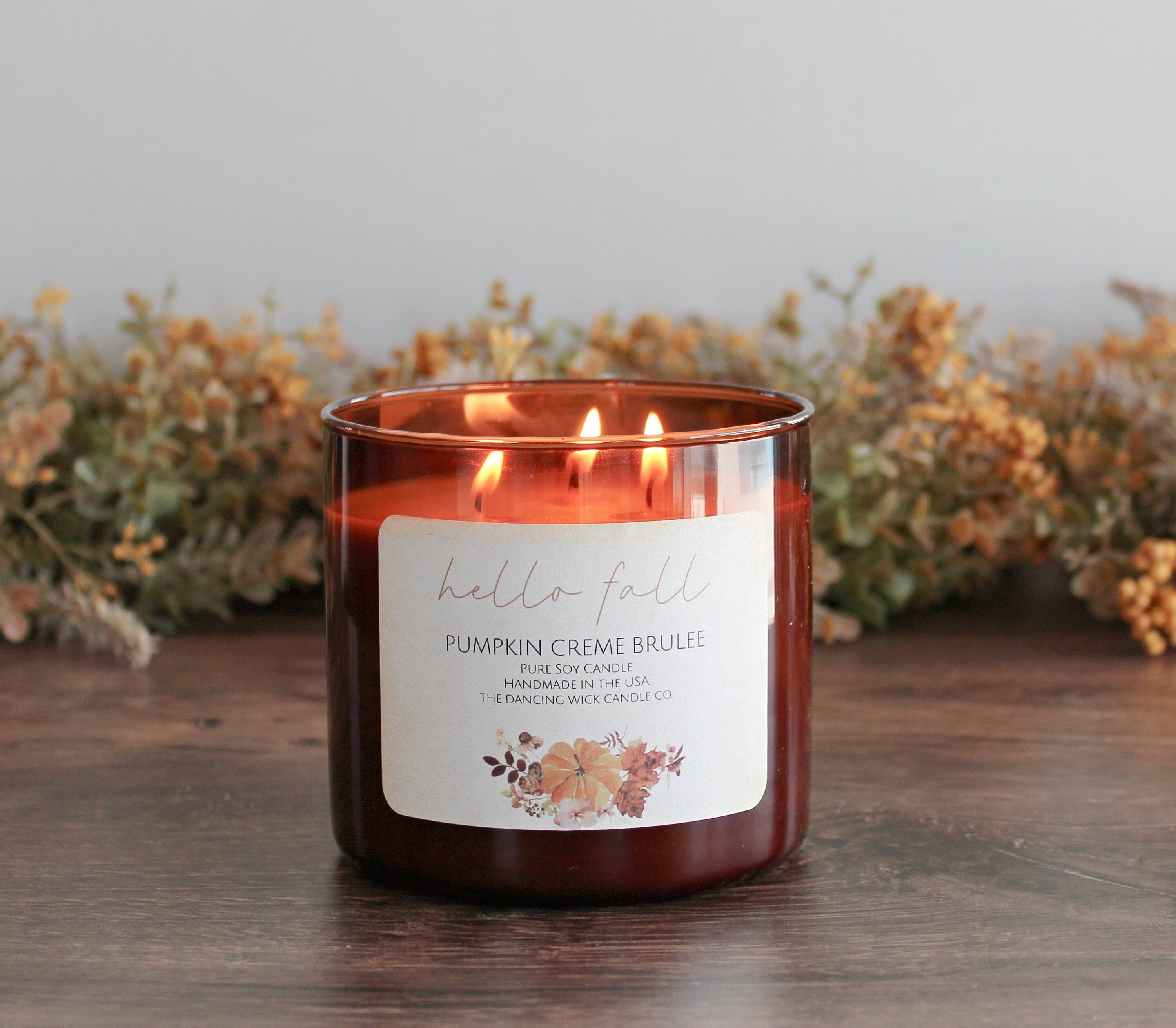 3 Wick Fall Candle / Pure Soy / Strong Scented / Non Toxic / Fall Decor / Hand Poured / Coffee Candle / Book Candle / Pumpkin Candle