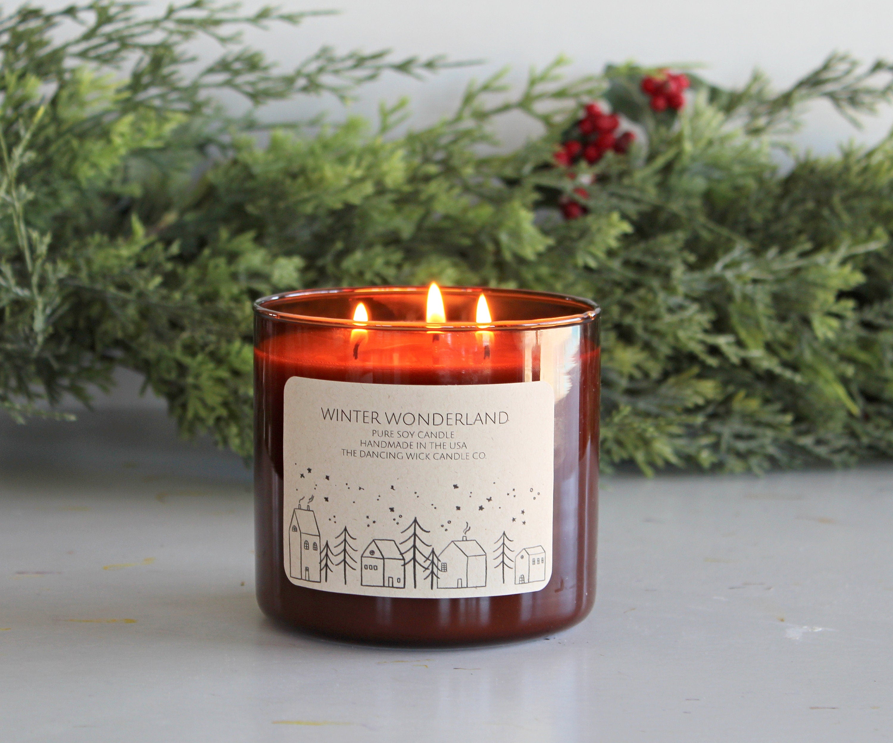 3 Wick Christmas Candle / Pure Soy / Strong Scented / Holiday Decor / Hand Poured / Christmas Gifts /