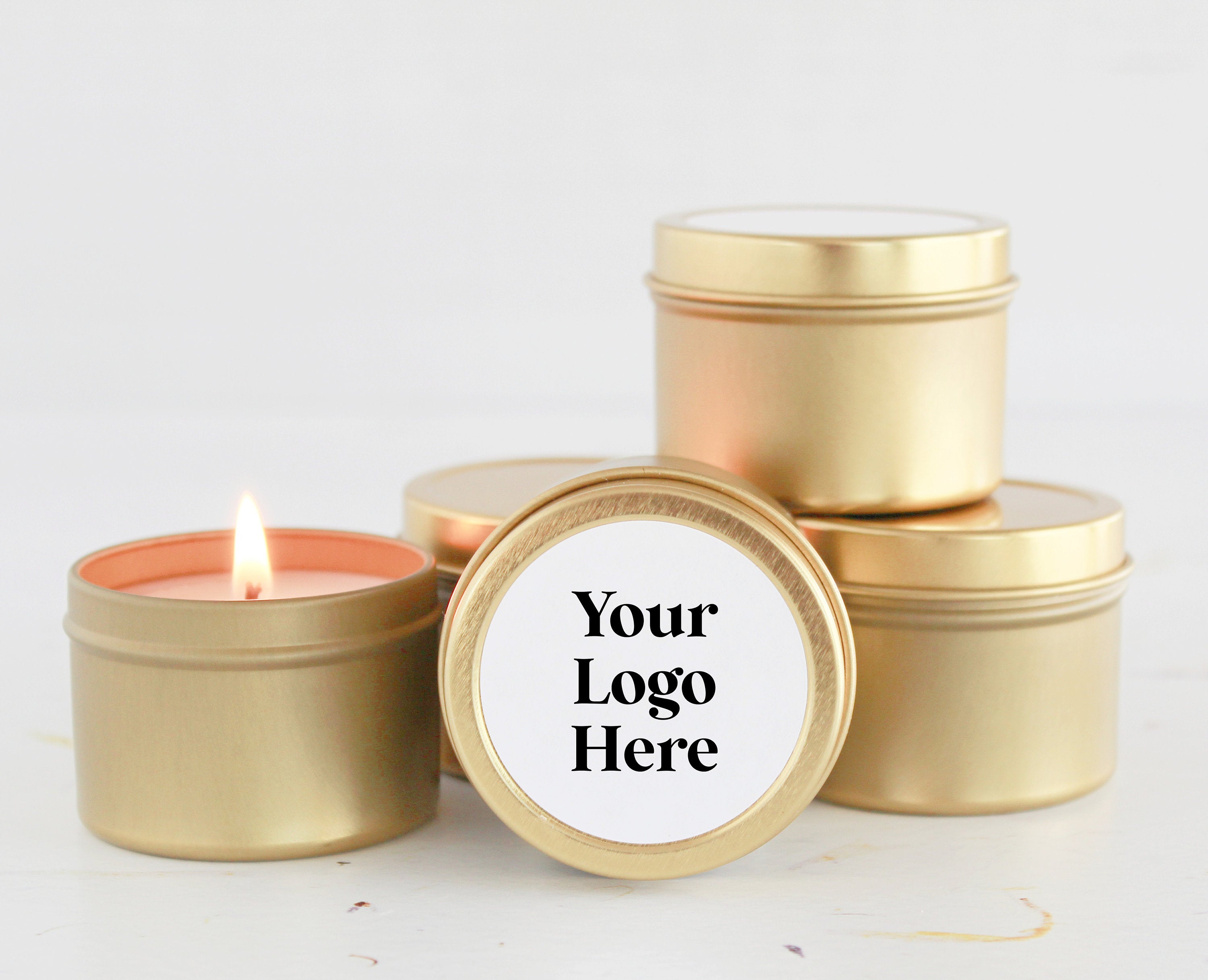 Corporate Logo Gifts / Bulk Business Gifts /Set of 10 Candle Favors / Holiday Gifts / For Clients / Employees / Personalized / For Swag