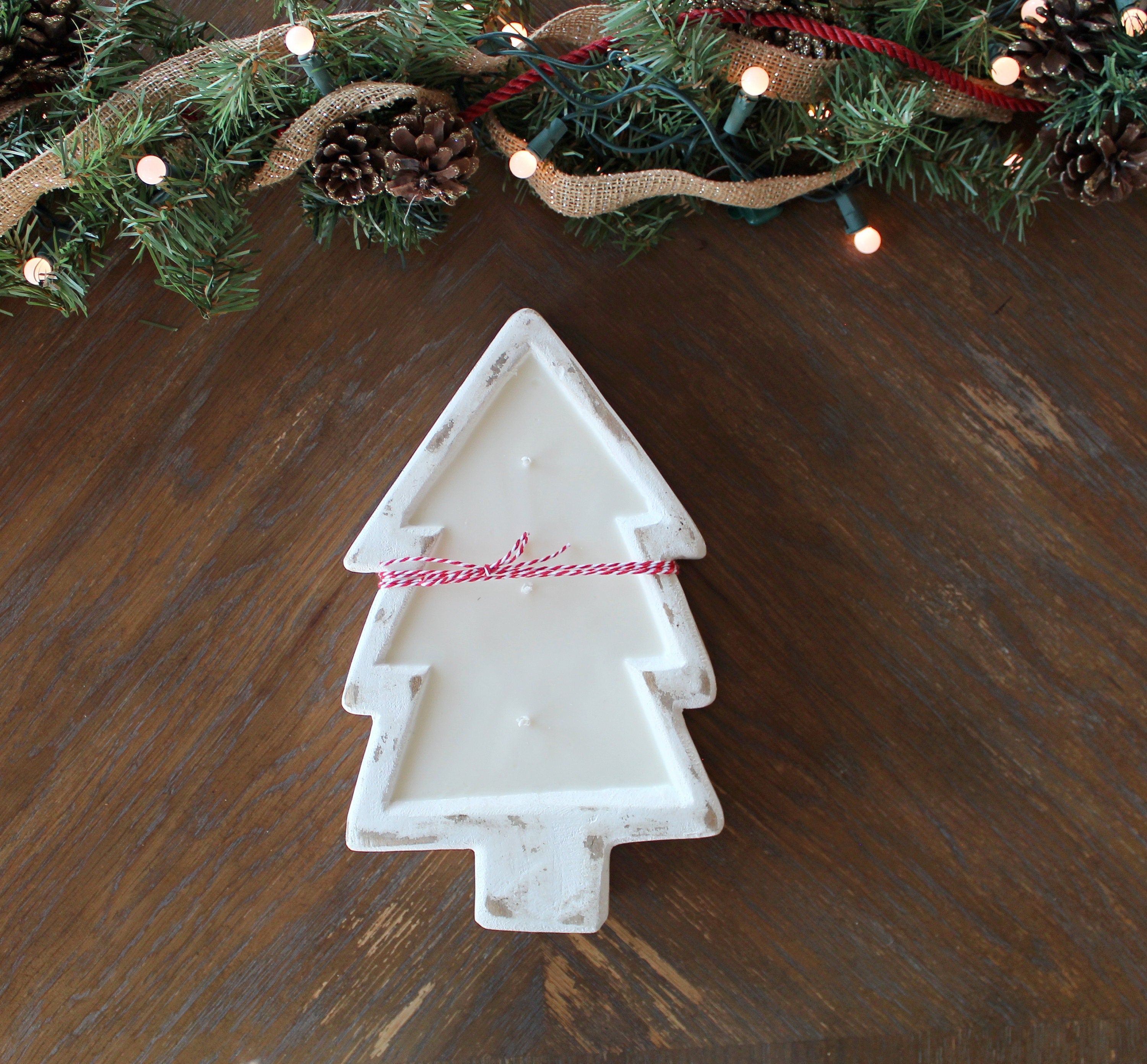 White Christmas Wood Bowl Candle